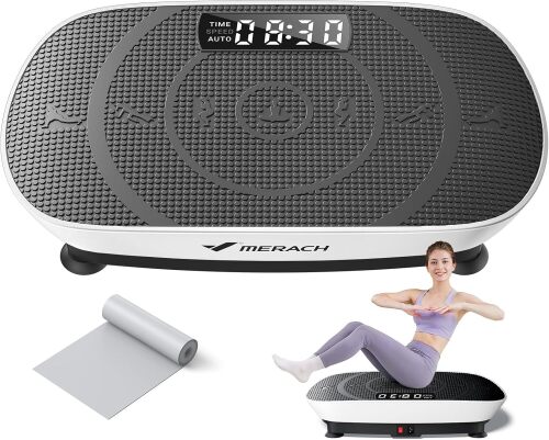 MERACH Vibration Plate Exercise Machine, Whole Body Workout Equipment for Women, Bluetooth and Silicone Pedal, Vibration Plate with Auto Mode, Vibrate Fitness Platform for Home - Lot 5138