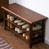 Storage Bench Wooden Shoe Rack Bench Rustic Solid Wood Entryway Bench - Thumbnail 1