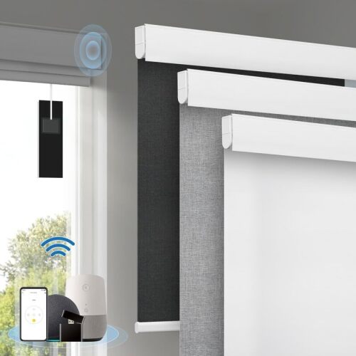 Motorized Blinds with [Free Solar Panels] Upgraded Smart Blinds, Blackout Electric Blinds with Remote，Automatic Roller Shades for Windows Work with Alexa Google Home, Grey, 22"W x 72"H - Lot 5176