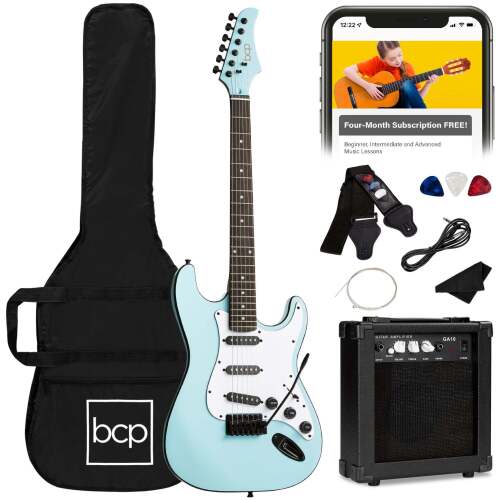 Beginner Electric Guitar Kit w/ Case, 10W Amp, Tremolo Bar - 39in - Lot 5115