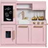 Wooden Pretend Play Kitchen with Framed Chalkboard - Pink - Thumbnail 1
