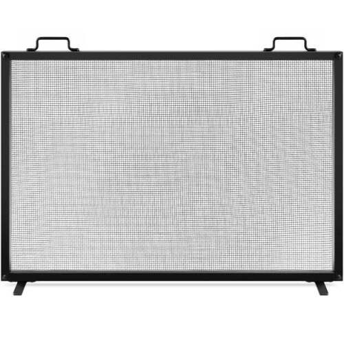 Single Panel Handcrafted Steel Mesh Fireplace Screen w/ Handles - 38x27in - Lot 5210