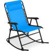 Folding Outdoor Zero Gravity Rocking Lounge Chair w/ Headrest Pillow - Thumbnail 1