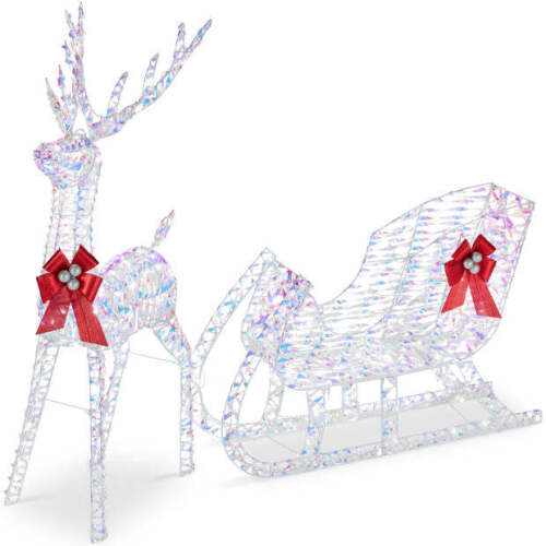 Lighted Christmas Reindeer & Sleigh Outdoor Decor Set w/ LED Lights - Lot 5209