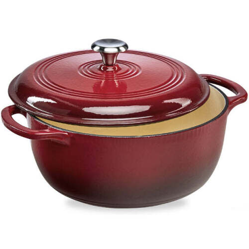 Cast-Iron Dutch Oven Kitchen Cookware w/ Enamel, Handles - 7.5qt - Lot 5366