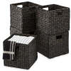 Set of 5 Collapsible Hyacinth Storage Baskets w/ Inserts - 13x13in 5.0 - Thumbnail 1