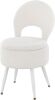Vanity Stool with Storage and Backrest, Folding Back & Velvet Seat, Footrest, Round Ottoman with Sherpa, Vanity Chair with Storage, Ideal for Bedroom, Living Room, and Makeup Stations - Thumbnail 1