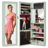 Door/Wall Mount Mirror Jewelry Cabinet Armoire w/ Inside Mirror, LED Lights - Thumbnail 1