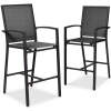 Set of 2 Outdoor Barstools, Patio Chairs w/ Footrests, All-Weather Mesh - Thumbnail 1