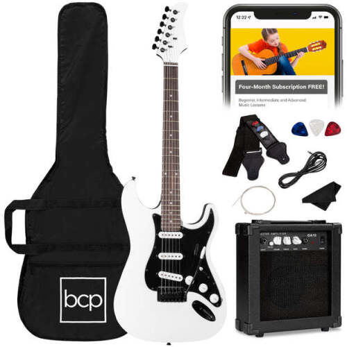 Beginner Electric Guitar Kit w/ Case, 10W Amp, Tremolo Bar - 39in - Lot 5484