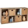 8-Cube Bookshelf, 13.5in Storage Display w/ Removable Panels, Customizable - Thumbnail 1