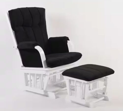 ARTIVA Home Deluxe Black Microfiber and White Wood Glider and Ottoman Set - Lot 29JF