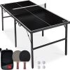 Portable Ping Pong Table Tennis Game Set w/ Paddles, Balls - 6x3ft - Thumbnail 1