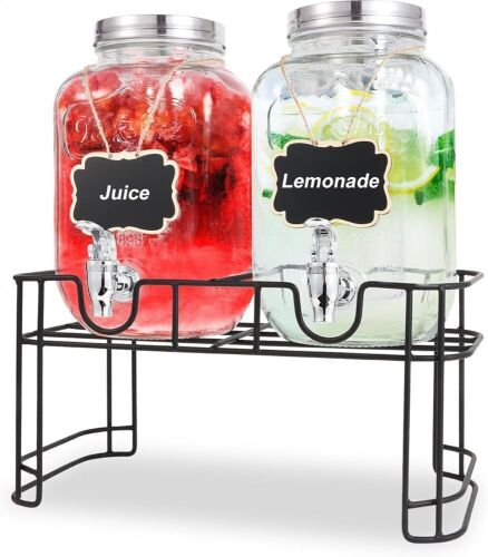 1 Gallon Glass Drink Dispensers, Set of 2 - Lot 458