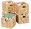 Scalloped 12x 12 Hyacinth Storage Basket Set of 5 - Thumbnail 1