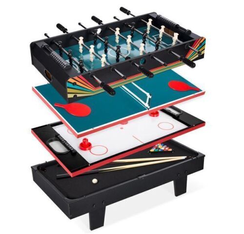 4-in-1 Multi Game Table Set w/ Air Hockey, Table Tennis, Billiards, Foosball - Lot 608
