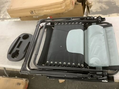 Oversized Padded Zero Gravity Chair, Folding Recliner w/ Headrest, Side Tray - Lot 657