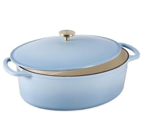 Oval Cast-Iron Dutch Oven Kitchen Cookware w/ Enamel - 7.5qt - Lot 728