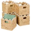 Scalloped 10.5 x 10.5in Hyacinth Storage Basket Set of 5 - Thumbnail 1