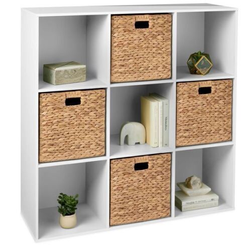 9-Cube Bookshelf, 13.5in Storage Display w/ Removable Panels, Customizable - Lot 412