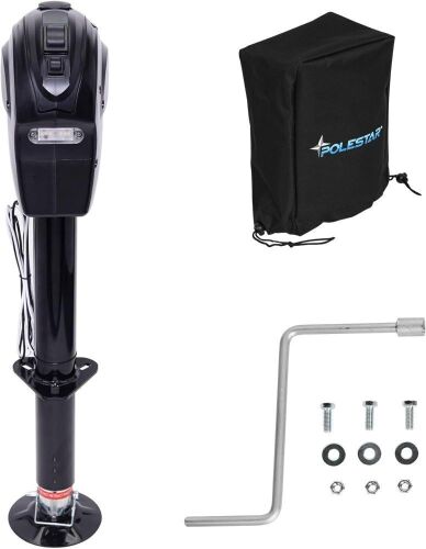 POLESTAR 3500lbs Electric Power A- Frame Tongue Jack with Waterproof Protective Cover & LED Light for Travel Trailer Camper, RV, 12V DC with Hard Wiring, 9"-27" Lift - Lot 251