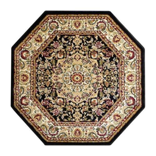 Masada Rugs Traditional Octagon Area Rug, Black Bellagio, 4 x 4 - Lot 582
