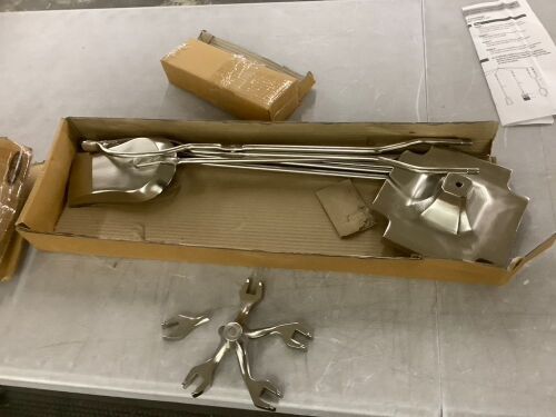 UniFlame 5-Piece Satin Pewter Fireplace Tools Set with Pedestal - Broken Piece on Stand - Lot 378