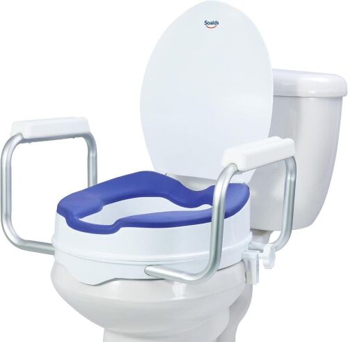 Padded Elevated Toilet Seat with Handles for Round Toilets - Lot 685
