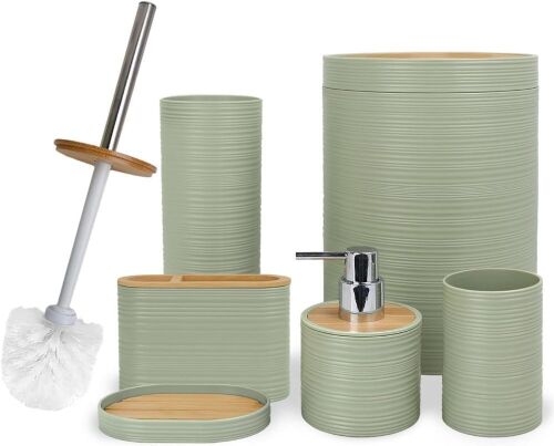 CERBIOR 6 Piece Bamboo Bathroom Accessories Set - Lot 789