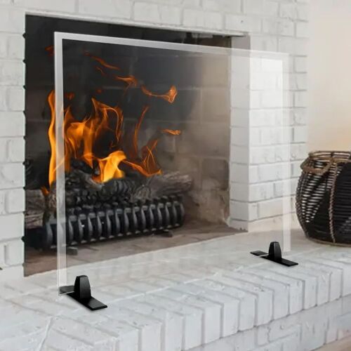 Premium Tempered Glass Fireplace Screen with Beveled Edge, 26" H x 36" W Glass - Lot 172