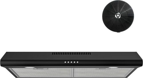 FIREGAS 30 Inch Black Under Cabinet Range Hood, Ducted/Ductless Convertible with LED Light, 3-Speed Exhaust Fan, Push Button Control - Lot 278