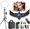 LED Ring Light with Stand and Phone/iPad Holder, 19 Inch 60W Bicolor 3000K-5800K - Thumbnail 1
