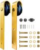 Rio Salto Brushed Brass Gold Barn Door Rollers, Fits 1 3/8" & 1 3/4" Panels, Supports 170 lbs, Track Not Included, Set of 2 - Thumbnail 1