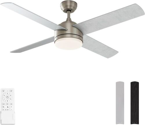 Warmiplanet Ceiling Fan with LED Light and Remote Control, Brushed Motor, 52-Inch - Lot 279