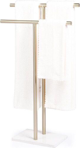 Free Standing Towel Rack, Satin Gold - Lot 578