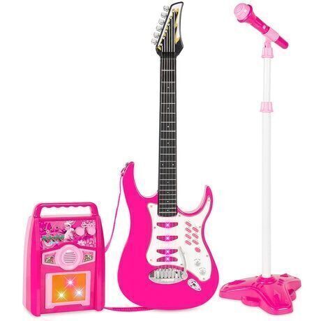 Kids Electric Guitar Toy Play Set w/ 6 Songs, Microphone, Amp - Lot 211