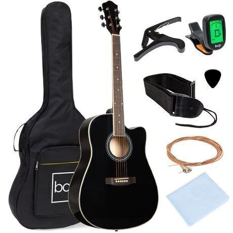 Full Size Beginner Acoustic Guitar Set with Case, Strap, Capo - 41in - Lot 111