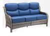 Gray Wicker Patio Sofa with 6 in. Thick Blue Cushions - Thumbnail 1