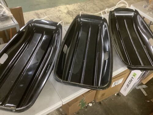 Lot of (3) Kids Outdoor Plastic Toboggan Snow Sled Board w/ Pull Rope, Handles - 35in - Lot 595