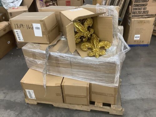 Pallet of (18) Cases of Gold Fleur de Lis Decorations, 9 per Case - Lot 599