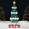 6ft Lighted 2D Christmas Tree Outdoor Decor w/ 170 LED Lights, 3 Gift Boxes - Thumbnail 1