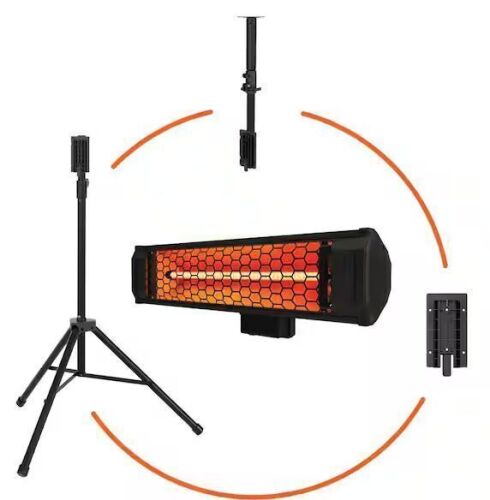 HEAT STORM Tradesman 1500-Watt Electric Outdoor Infrared Quartz Portable Space Heater with Tripod, Wall and Ceiling Mount - Lot 139JF