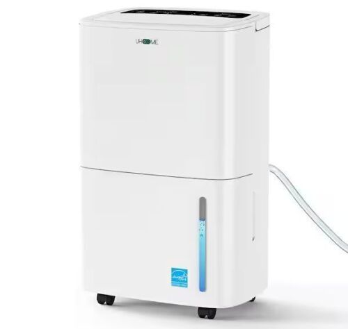 150 pt. 7,000 sq.ft. Dehumidifier in. White with Pump, Drain Hose and Bucket, Auto Defrost, Timer - Lot 86JF