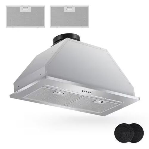 Tylza 28 in. 600 CFM Convertible Insert Range Hood with 2-Charcoal Filters and 2-3-Watt LEDs Touch Control in Stainless Steel - Lot 93JF