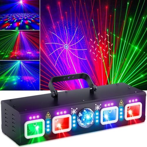 KeoBin Pro 6 in 1 DMX & Sound Activated Laser Light Show Machine with Disco Ball Light - Lot 174