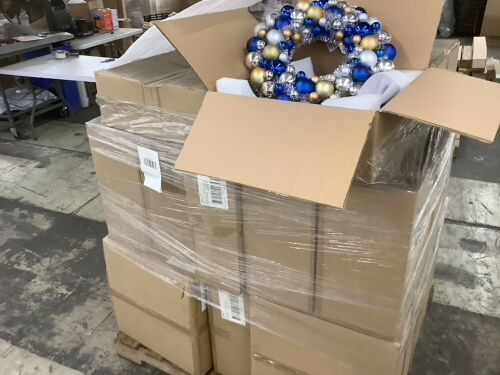 Pallet of (28) Cases of Hanukkah Metallic Bulb Wreath, 2 per Case - Lot 477
