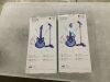 Lot of (2) 19in Kids Flash Guitar, Pretend Play Musical Instrument Toy for Toddlers w/ Mic, Stand - Thumbnail 1