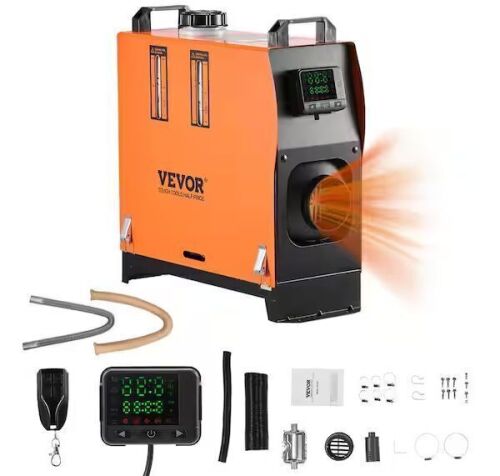 VEVOR 8 kW Diesel Air Heater, 12-24V DC, 27300 BTU, Portable Forced Air Corded Space Heater - Lot 74JF