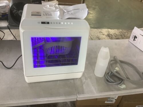 17 in. Portable Countertop Dishwasher in White with 6-Cycles, 4-Place Settings Capacity, and 40 dBA - Lot 73JF