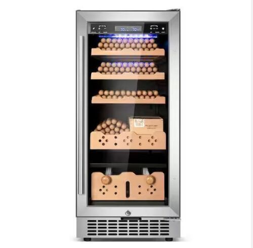 14.96 in. 88L Single Zone Electric Humidor, 546-Counts Cigar Humidor Cabinet, Beverage and Wine Cooler in Black - Lot 19JF
